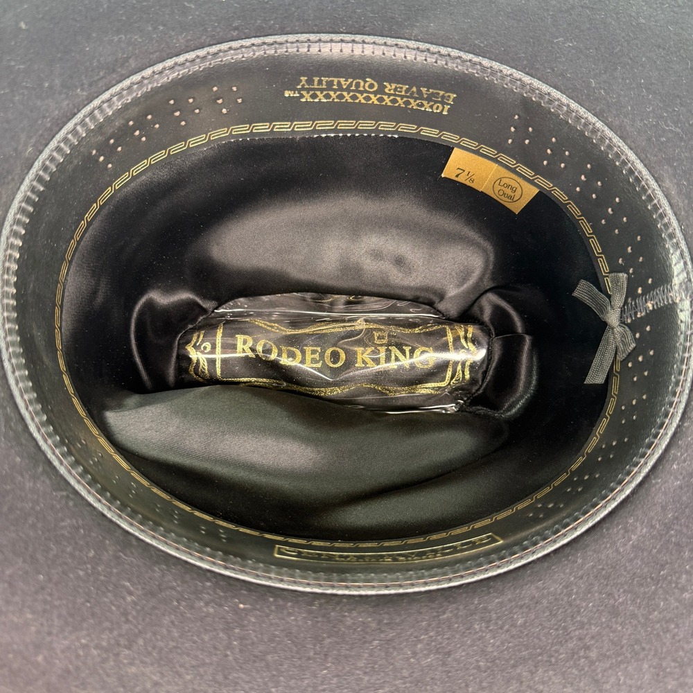 Rodeo King Pro 10X Black Beaver Felt Cowboy Hat 7 1/8 Long Oval - Picture 4 of 12